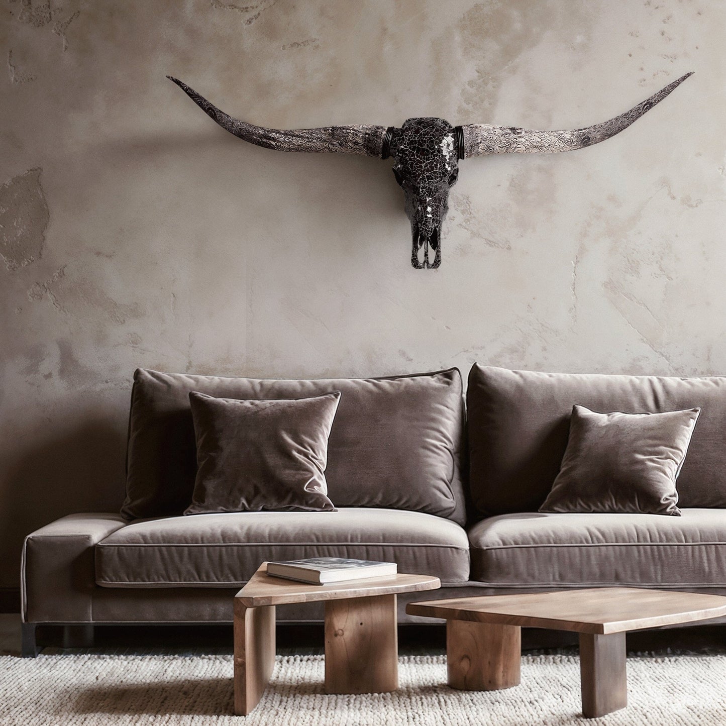 Longhorn Skull - Black Mirror // Mosaic Finish