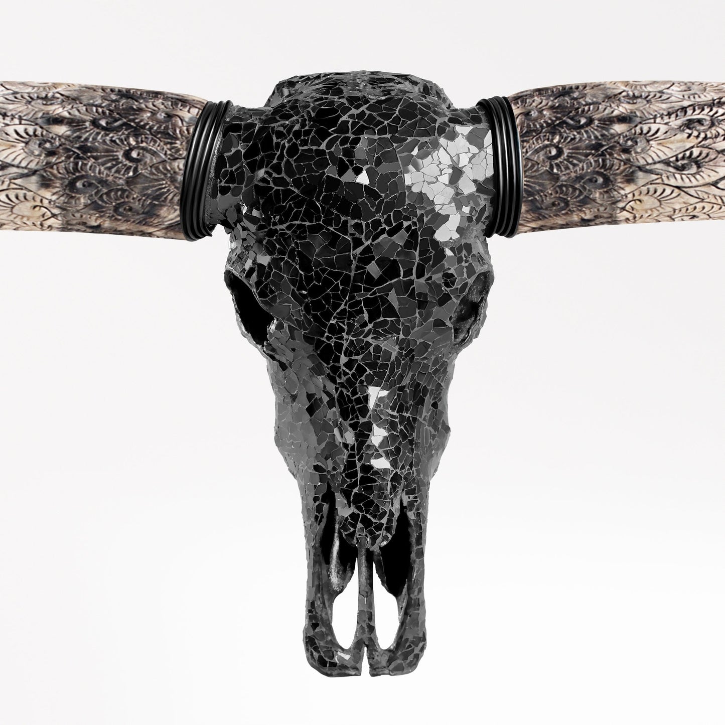Longhorn Skull - Black Mirror // Mosaic Finish