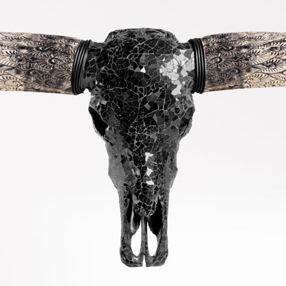 Longhorn Skull - Black Mirror // Mosaic Finish