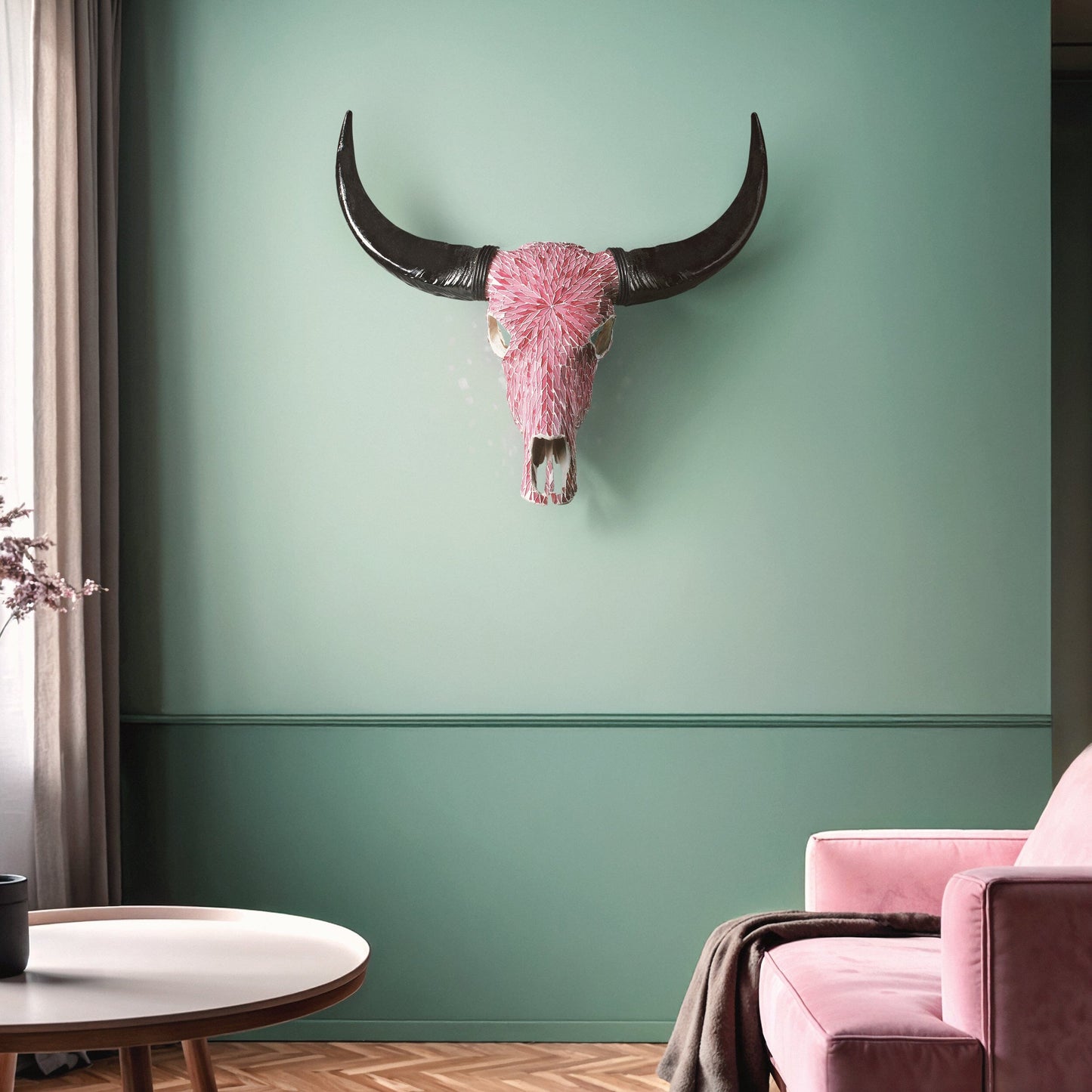 Buffalo Skull -  Pink Mirror // Mosaic Finish