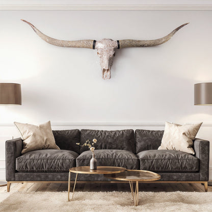 Longhorn Skull // XL Horns - Beige Mirror // Mosaic Finish