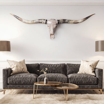Longhorn Skull // XL Horns - Beige Mirror // Mosaic Finish
