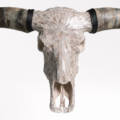 Longhorn Skull // XL Horns - Beige Mirror // Mosaic Finish