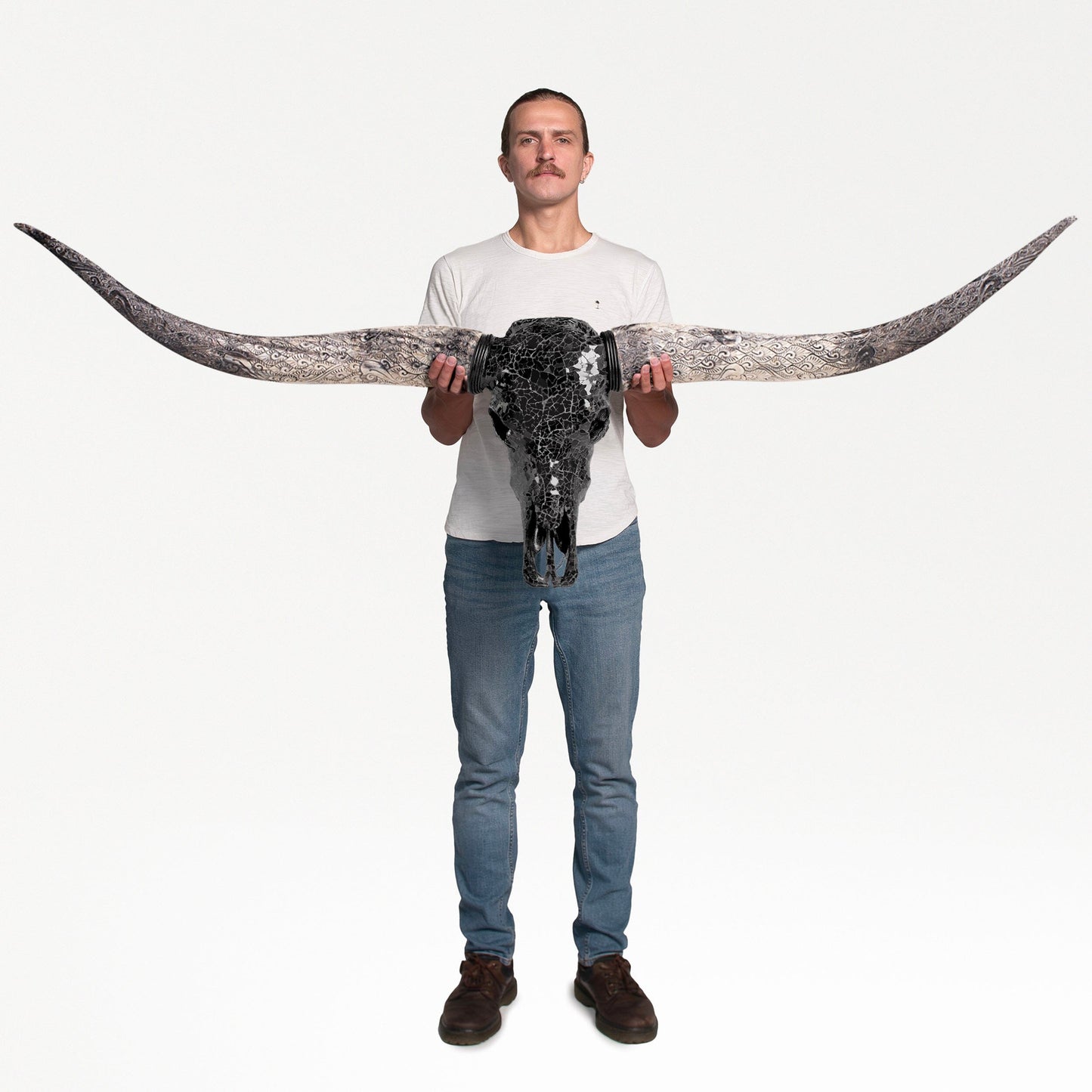 Longhorn Skull - Black Mirror // Mosaic Finish